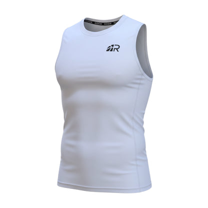 Canotta tecnica senza maniche Rookie Basketball, intimo tecnico per riscaldamento muscolare, in bianco, ideale per sport e allenamenti.