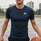 Maglietta tecnica a manica corta Rookie Tech di Rookie Basketball, intimo compressivo per riscaldare i muscoli, colore nero.
