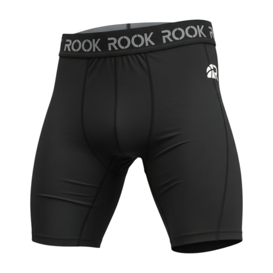 Shorts tecnici Rookie Basketball, intimo tecnico corto per riscaldamento muscolare, nero, ideale per attività sportive.