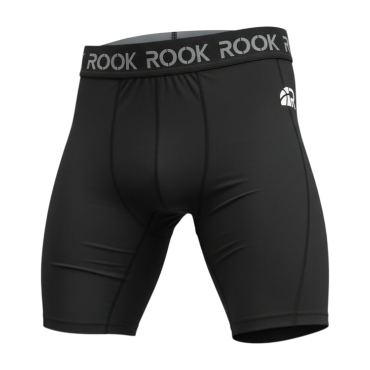 Shorts tecnici Rookie Basketball, intimo tecnico corto per riscaldamento muscolare, nero, ideale per attività sportive.