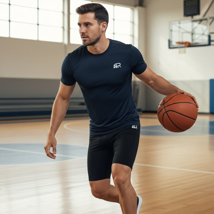 Shorts tecnici Rookie Basketball, intimo per scaldare i muscoli, in nero, adatti a sport e attività fisiche.