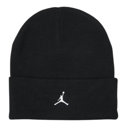 Cappello beanie Jordan adulto nero 9A0063 – vista frontale logo Jumpman ricamato bianco risvolto cuffed