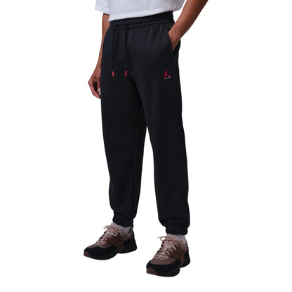 Pantaloni Jordan Brooklyn Fleece Cuffed nero IM9203-010 – vista frontale logo Jumpman bianco a contrasto