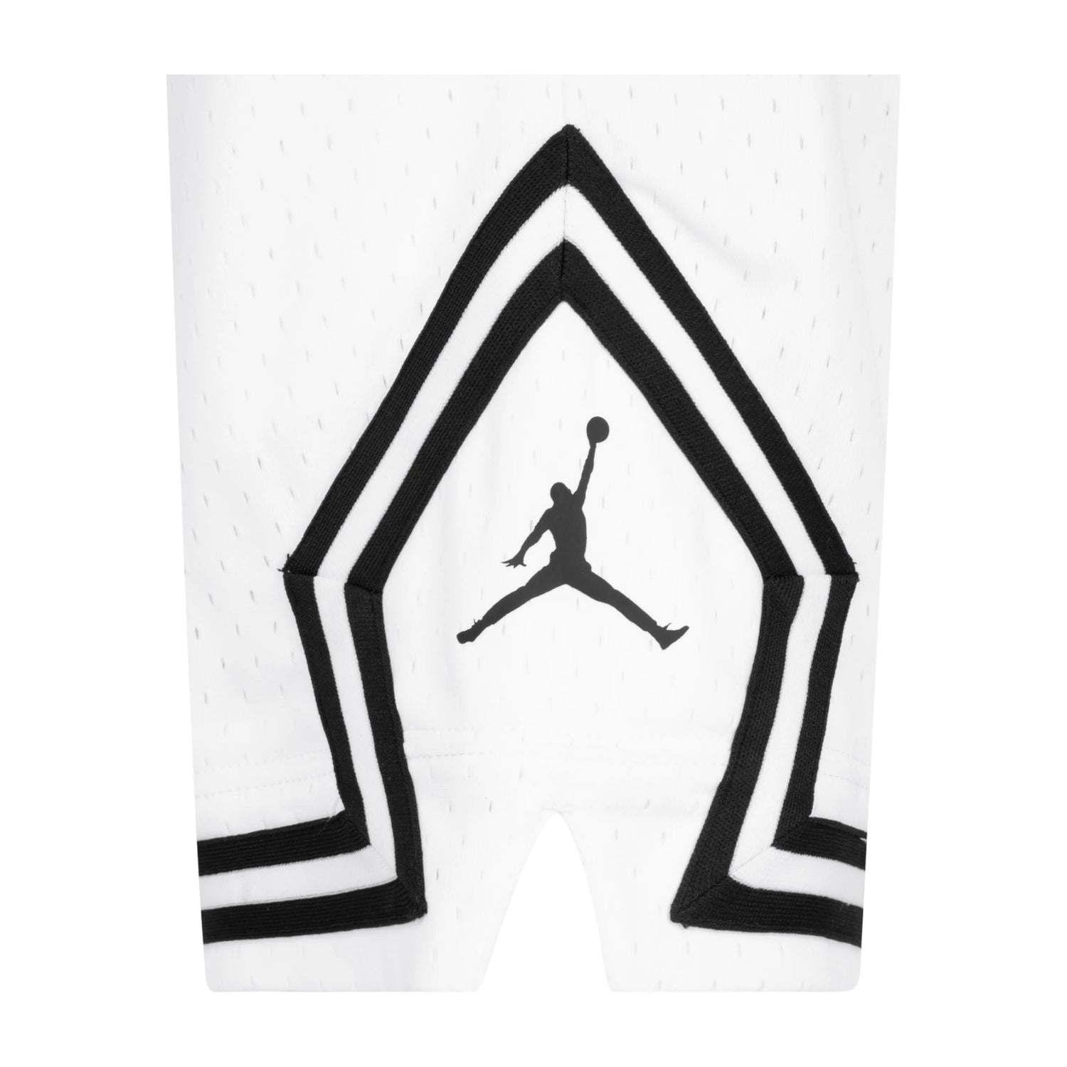 Pantaloncini da basket Jordan Diamond Kids in bianco, shorts sportivi in tessuto Dri-Fit per bambini.