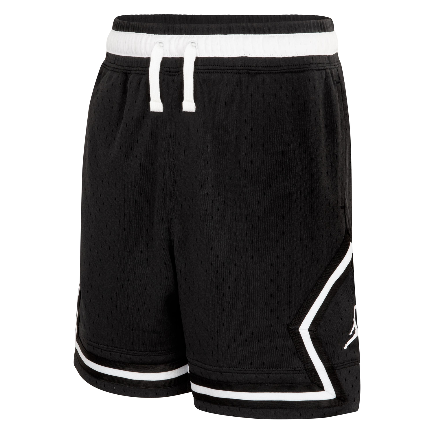 Pantaloncini sportivi Jordan Diamond Kids in nero, tessuto Dri-Fit, per bambini, con logo Jordan e design sportivo.