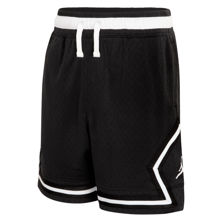 Pantaloncini sportivi Jordan Diamond Kids in nero, tessuto Dri-Fit, per bambini, con logo Jordan e design sportivo.