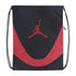 Zaino Jordan Gym Sack nero e rosso con logo Jumpman, sacca a tracolla con chiusura a cordoncino, stile sportivo e pratico