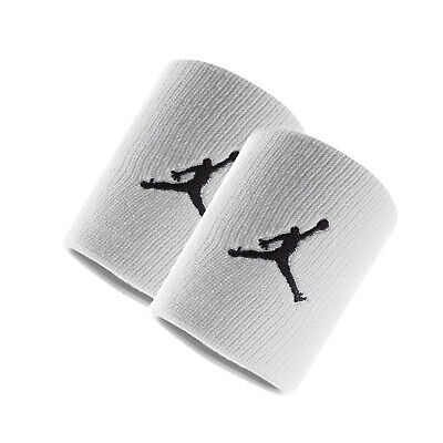 Polsino Jordan Jumpman Option bianco in tessuto Dri-Fit, fascia sportiva per basket, logo Jumpman visibile.