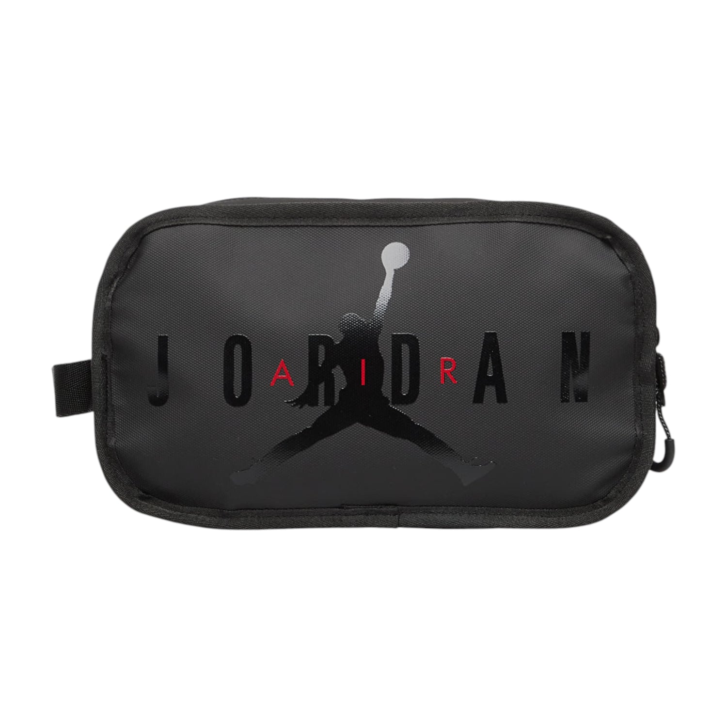 Borsa da viaggio Jordan in nero, con doppio scomparto, ideale per cosmetici e accessori, in stile sportivo e pratico.