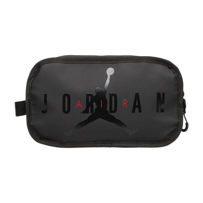 Borsa da viaggio Jordan in nero, con doppio scomparto, ideale per cosmetici e accessori, in stile sportivo e pratico.