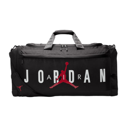 Zaino sportivo Jordan Velocity Duffle nero, borsa da viaggio resistente con manici e tracolla, ideale per sport e allenamenti.