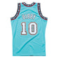 Canotta NBA Mitchell & Ness Mike Bibby Vancouver Grizzlies 1998 Swingman in teal, dettaglio con logo e numero sul fronte