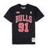 Maglietta Mitchell & Ness Hardwood Classic Name & Number Dennis Rodman Chicago Bulls nero rosso NBA uomo adulto 