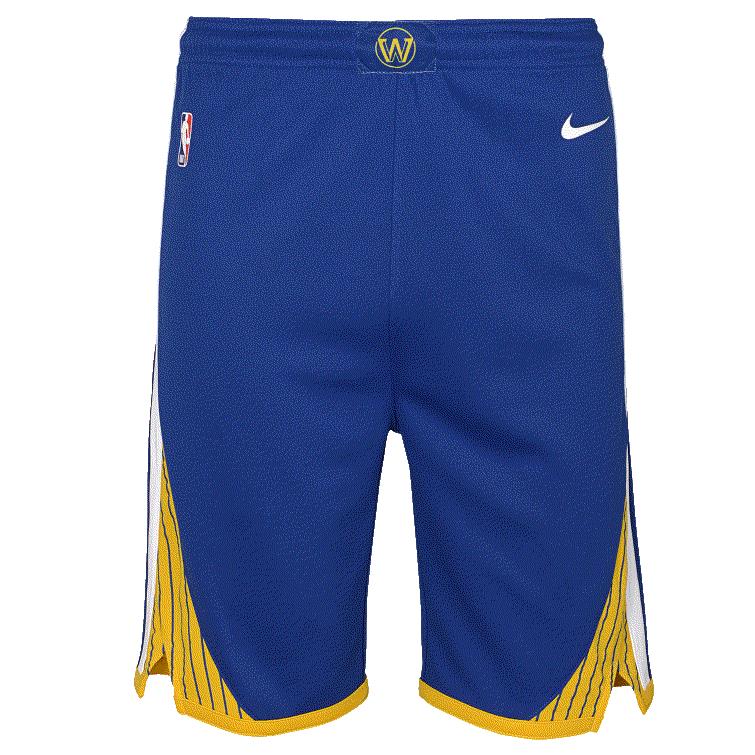 Pantaloncini NBA ICON SHORT KIDS Warriors di Outerstuff, con logo dei Golden State Warriors, in tessuto sportivo blu e oro.