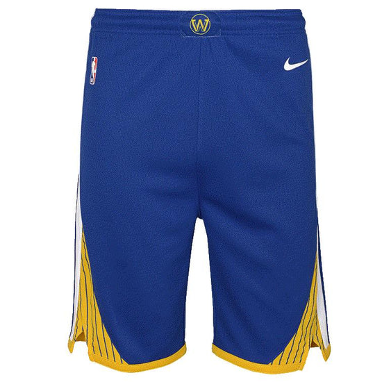 Pantaloncini NBA ICON SHORT KIDS Warriors di Outerstuff, con logo dei Golden State Warriors, in tessuto sportivo blu e oro.