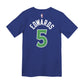 NBA Kids Tee Edwards Timberwolves City Edition blu – vista retro EDWARDS 5 logo NBA cotone