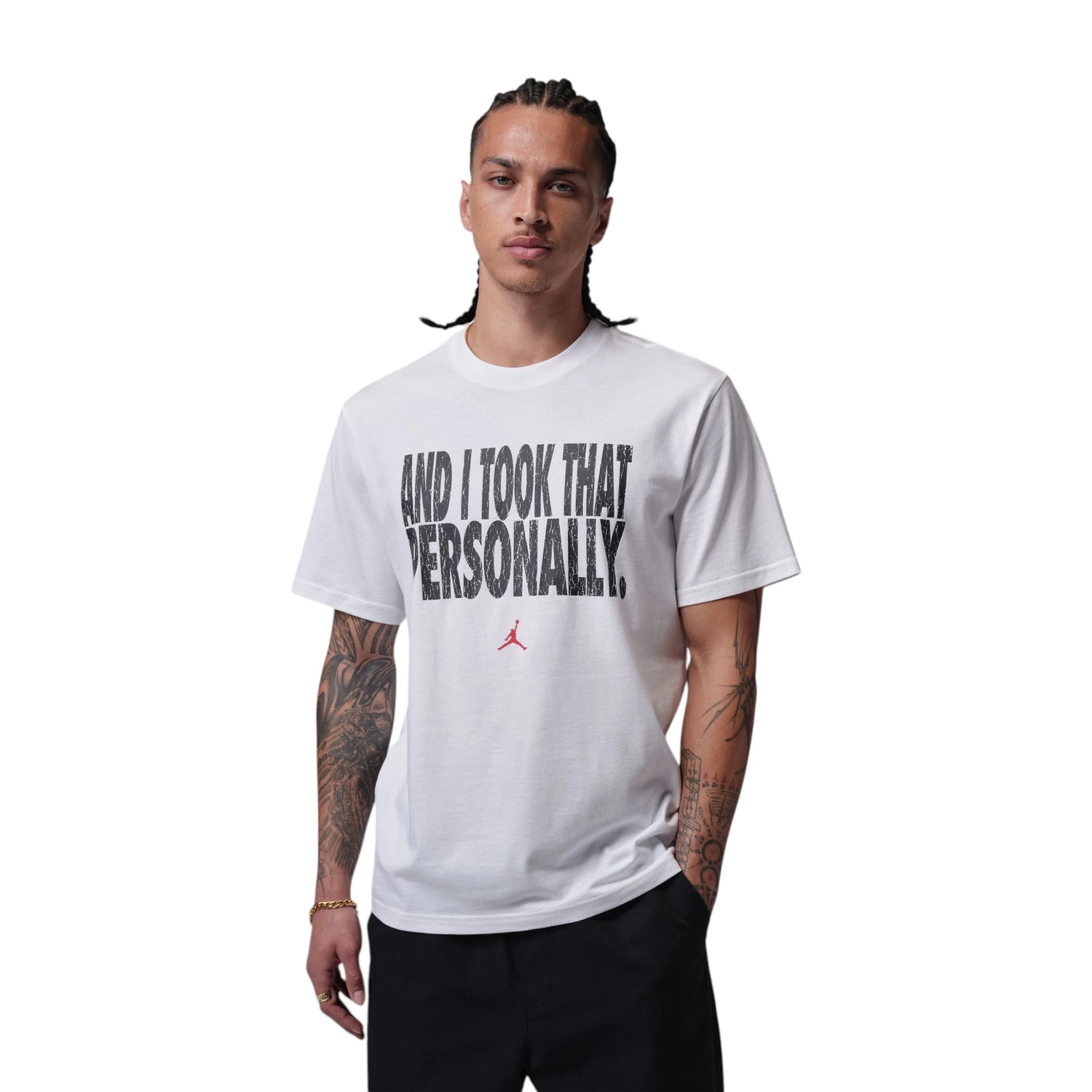 maglietta Nike Air Jordan Brooklyn Tee and i took that personally bianco nero rosso adulto uomo abbigliamento IF0870-100