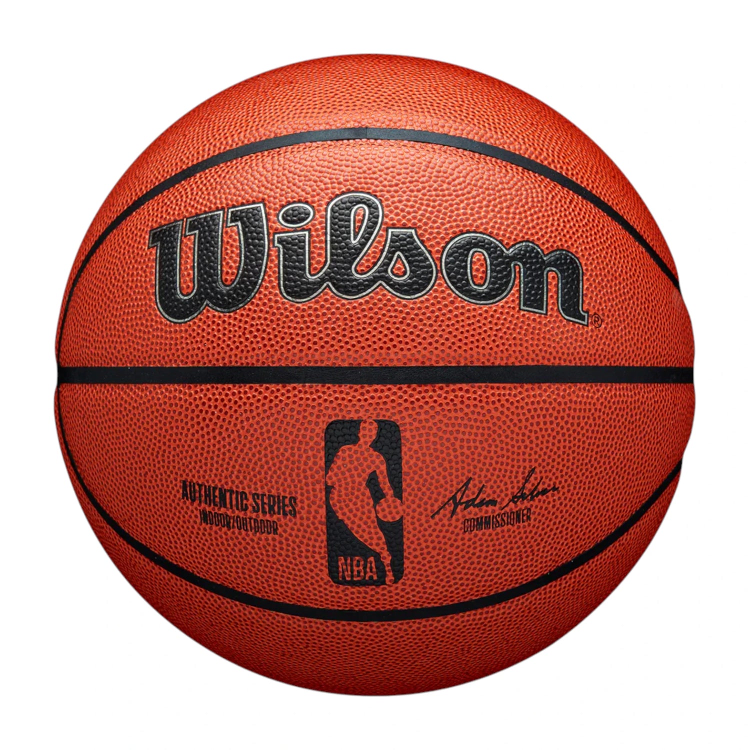 Pallone Wilson NBA Authentic Indoor/Outdoor Taglia 7, palloni da basket professionale Amer Sports, superficie liscia e dettagli NBA