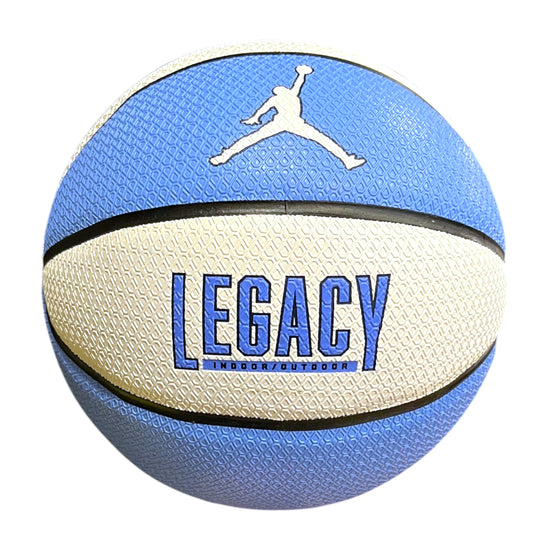 Pallone da basket Jordan Legacy Size 7 in bianco e azzurro, ideale per uso indoor e outdoor, marca OPTION.