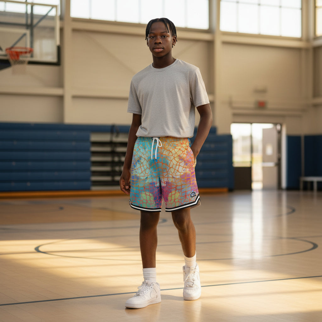Shorts da basket Mamba Rookie, pantaloncini sportivi rossi con logo ROOKIE BASKETBALL, ideali per il basket e l&