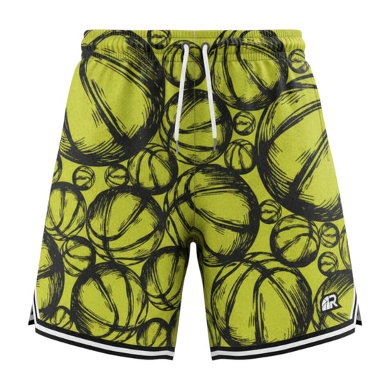 Pantaloncini da basket Rookie Basketball Dept Short Lime, pantaloncini sportivi corti con logo e dettaglio verde lime, tessuto leggero.