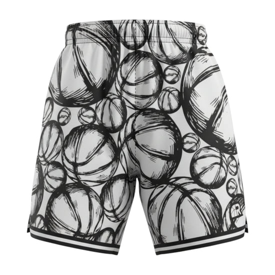 Pantaloncini da basket Rookie Basketball, shorts bianchi sportivi con logo, ideali per allenamenti e partite di basket.
