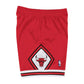 Pantaloncini NBA Bulls 97-98 Mitchell & Ness in colore scarlatto, pantaloncini sportivi con logo Bulls, stile vintage e autentico.