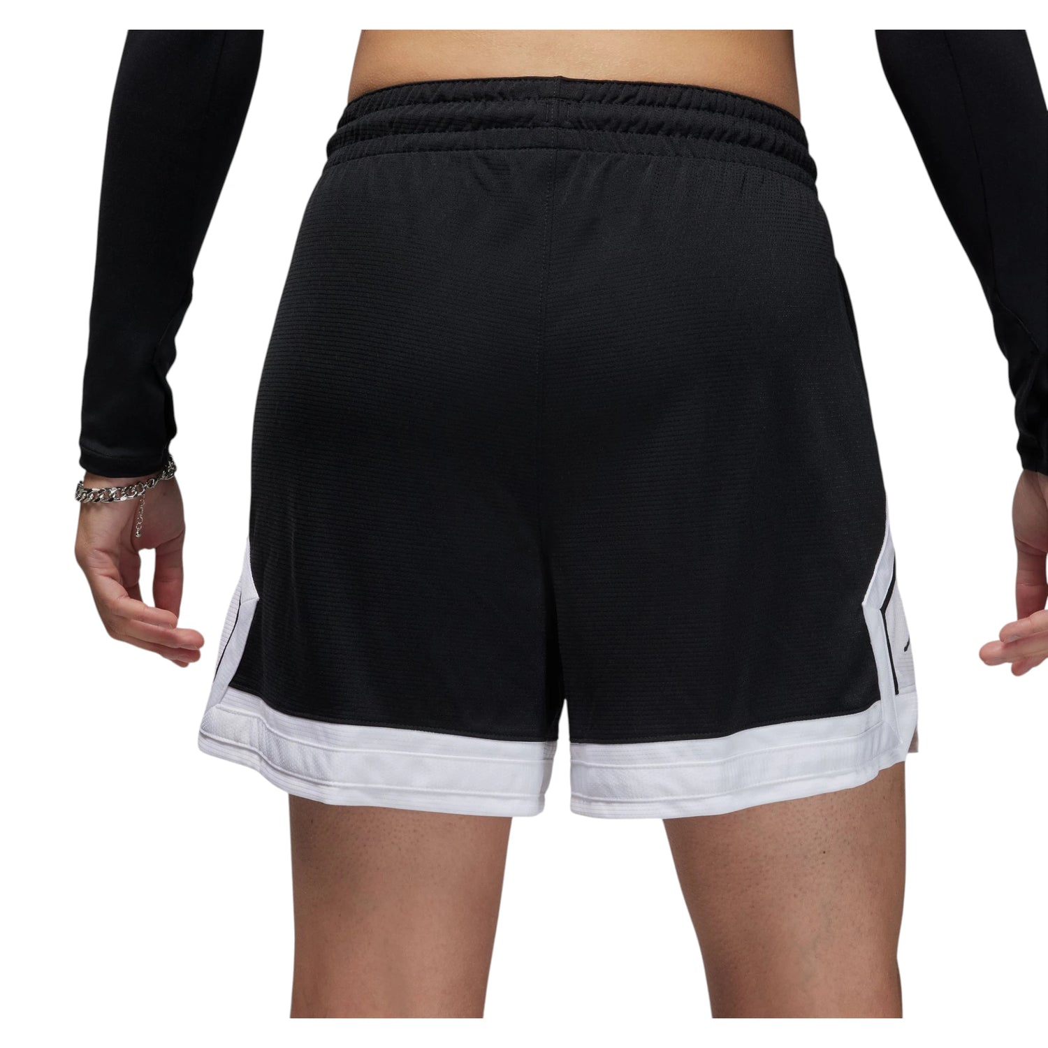 Shorts Jordan Diamond donna neri – dettaglio vita elastico cordino tasche laterali
