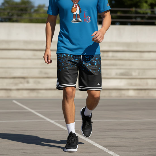 Pantaloncini basket Rookie Basketball Pixel Short, corti e colorati, frontali con logo Rookie, tessuto leggero e traspirante.