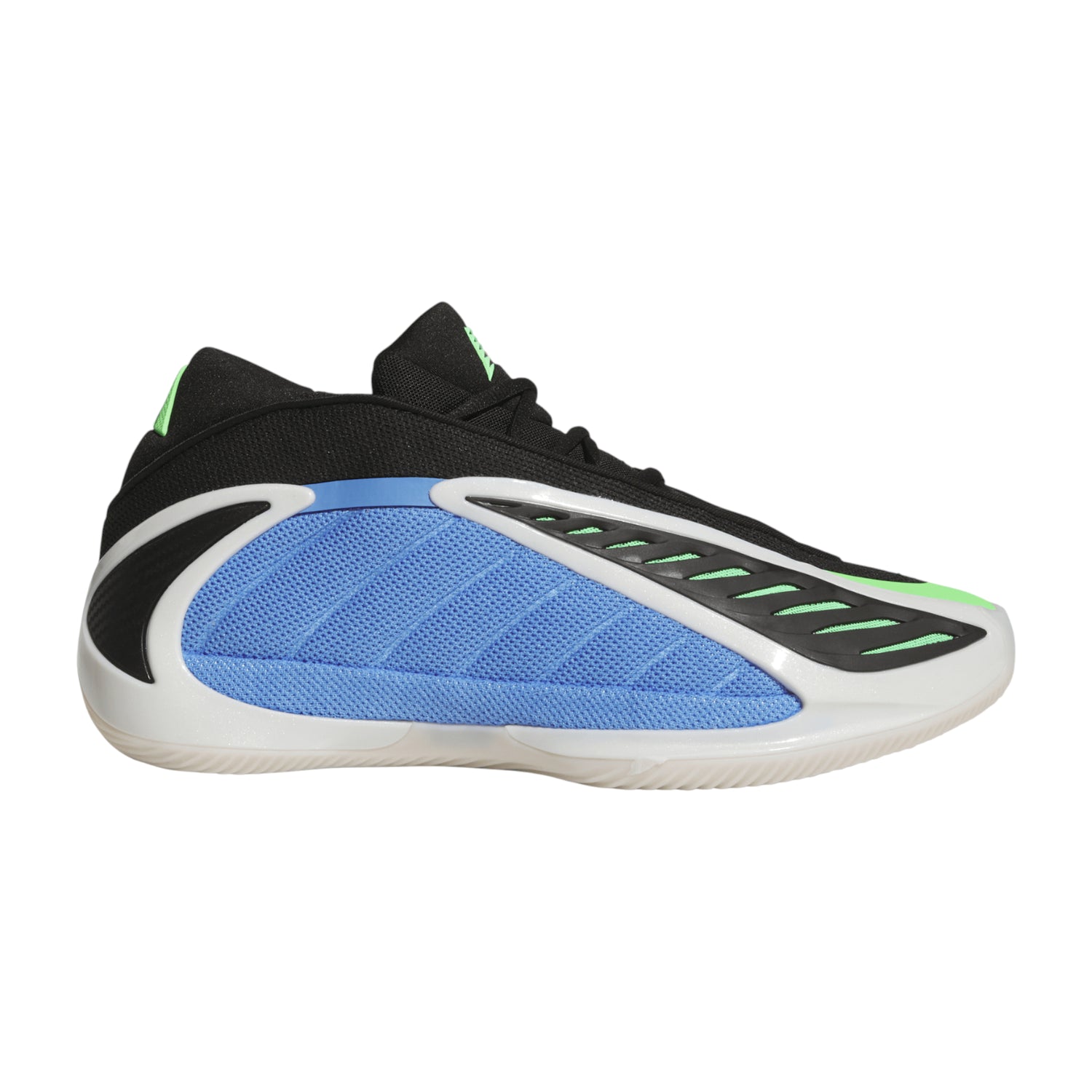 Scarpe da basket Adidas A.E. 2 Blue Burst per bambini con design blu e nero, firma Anthony Edwards, ideali per giochi NBA
