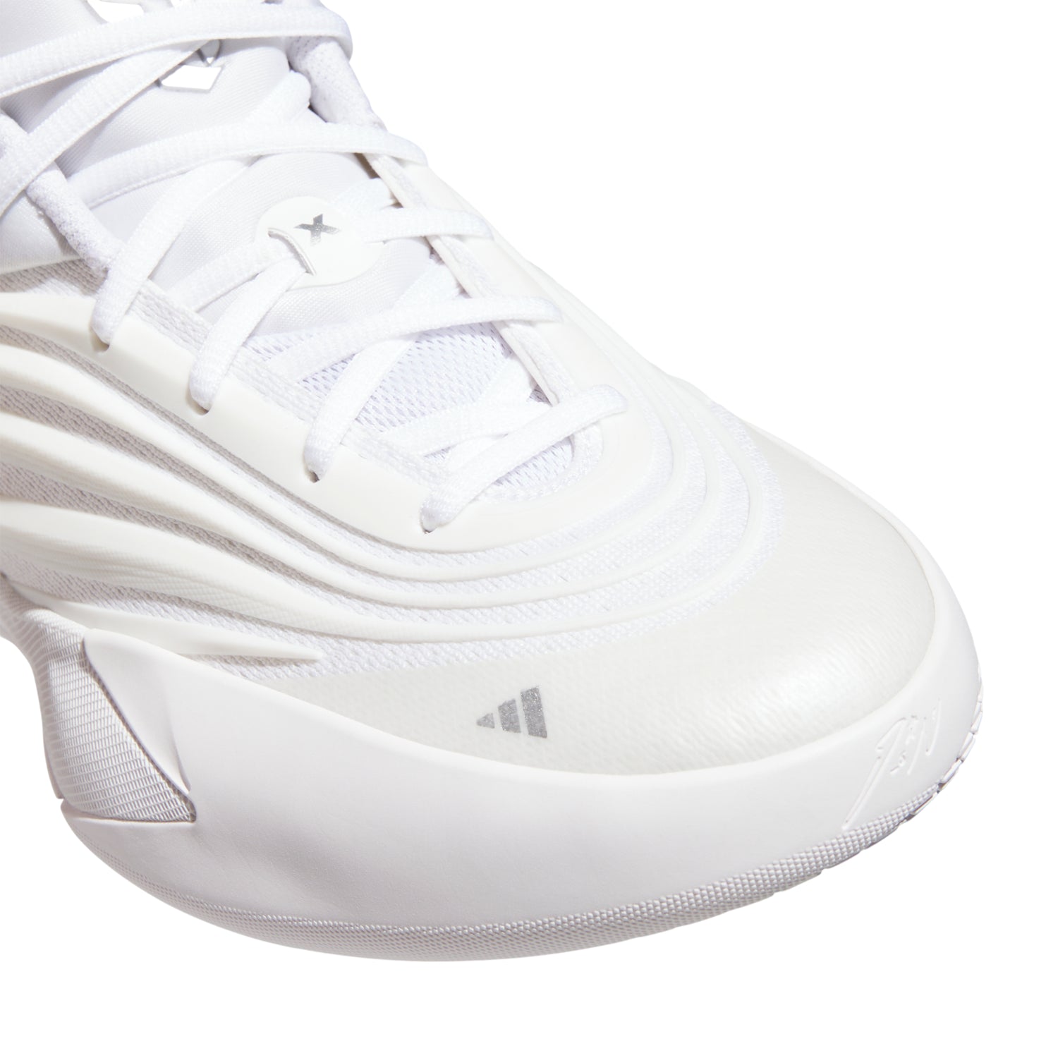 Scarpe da basket Adidas Dame X per adulto, modello signature Damian Lillard, in bianco, con dettagli sportivi e design moderno.
