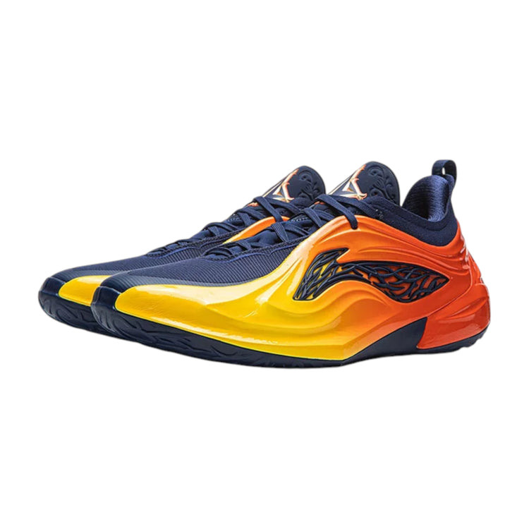 Scarpe da basket LI NING Jimmy Butler 4 Bay Area Blade in viola, rosso, giallo e blu, con design sportivo e dettagli colorati