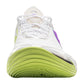 Scarpe da basket LI NING Sonic XIII V2 bianche, viola e lime, con design sportivo e suola antiscivolo, visibili in primo piano.