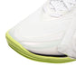 Scarpe da basket LI NING SONIC XIII V2 bianche con dettagli viola e lime, modello basso per uomo, visibile in primo piano.