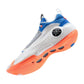 Scarpe da basket LI NING Way of Wade 10 Low "Draft Day" in blu, bianco e arancione, modello per uomo, vista laterale.