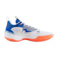 Scarpa da basket LI NING Way of Wade 10 Low Draft Day uomo, blu, bianco e arancione, dettagli della scarpa sportiva.