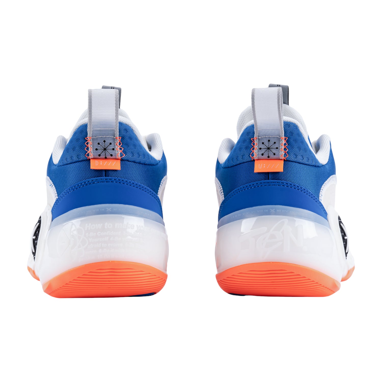 Scarpe da basket LI NING Way of Wade 10 Low Draft Day, modello uomo con tomaia blu, bianco e dettagli arancioni.