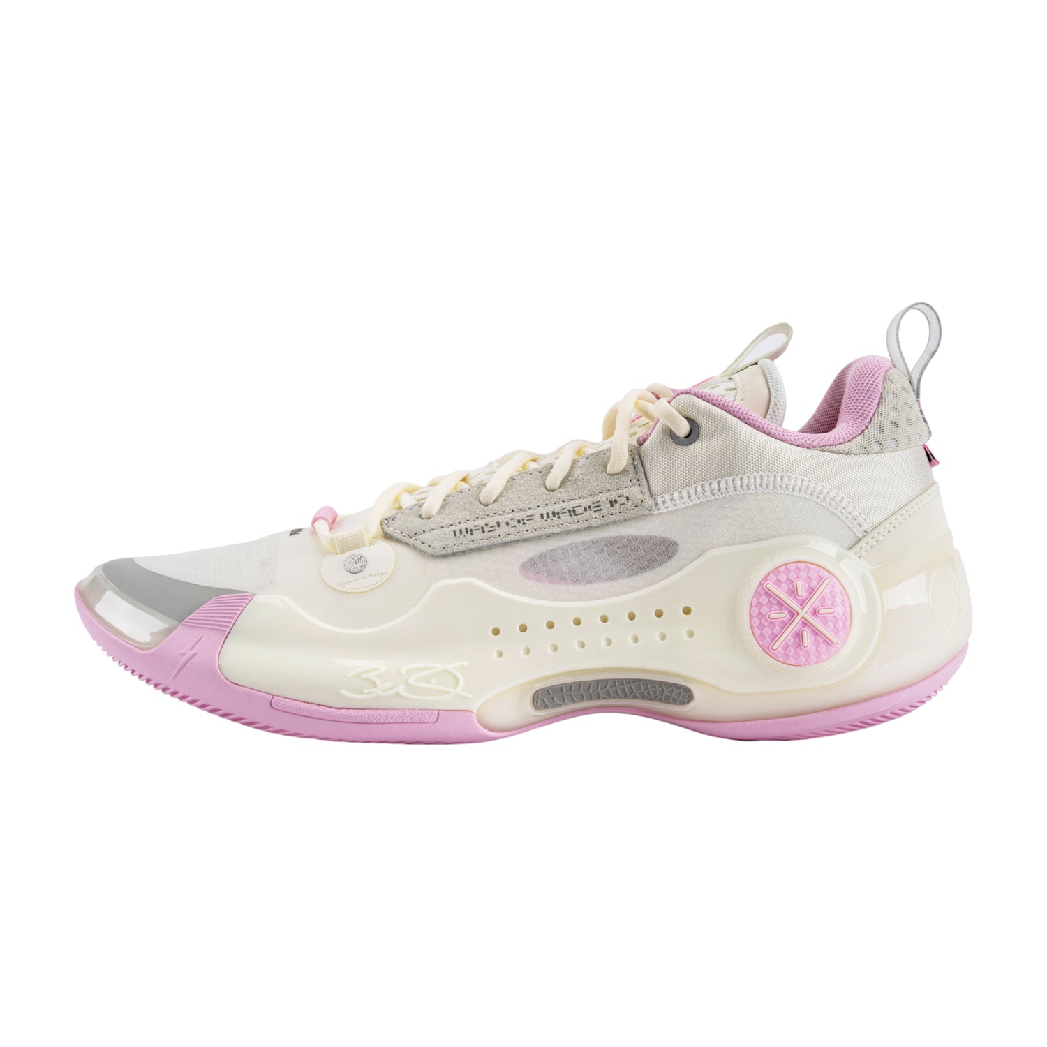 Scarpe da basket LI NING Way of Wade 10 Low Storm Surge in bianco e rosa, modello uomo.