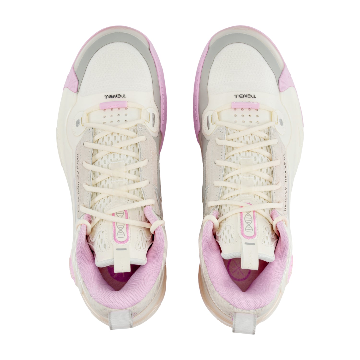 Scarpe da basket LI NING Way of Wade 10 Low Storm Surge in rosa e bianco, modello uomo, su sfondo bianco.