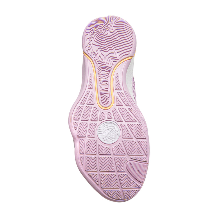 Scarpe da basket Li Ning Wade All City 13 Encore "Family Love" per adulto, colore rosa e bianco, vista frontale.