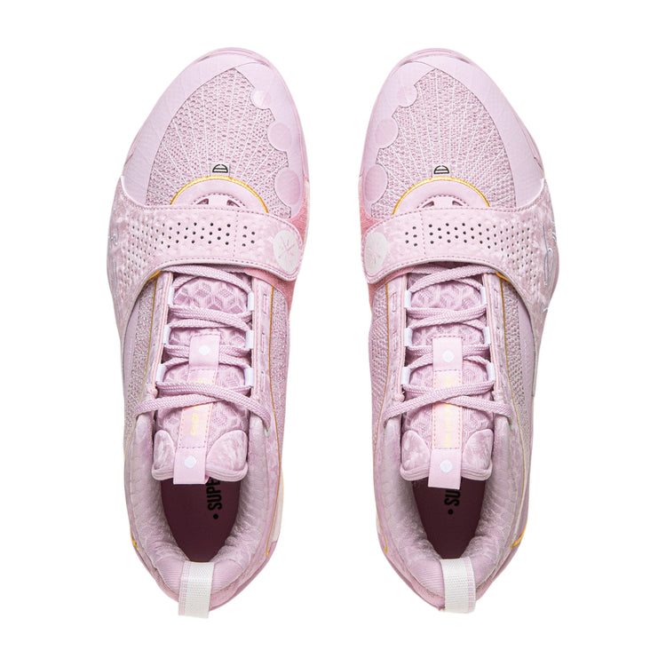 Scarpe da basket Li Ning Wade All City 13 Encore "Family Love" per uomo, design rosa e bianco, suola antiscivolo.