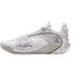 Scarpe da basket Li Ning Wade All City 13 Encore Lunar Rock, color bianco e grigio, mostrano dettagli e design sportivo.