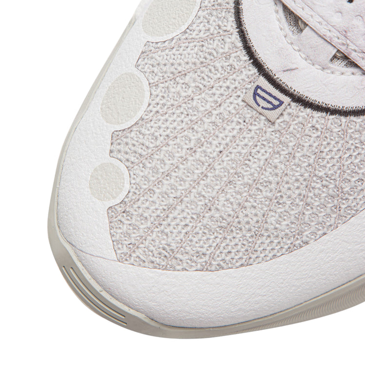 Scarpe da basket Li-Ning Wade All City 13 Encore Lunar Rock, modello adulto uomo, bianco e grigio, vista laterale.