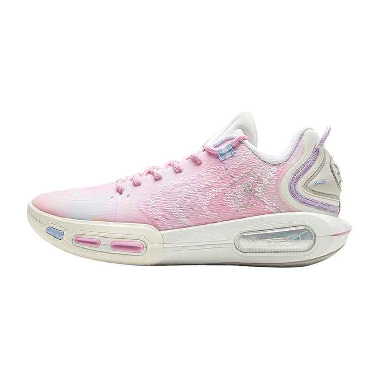 Scarpe da basket Li Ning Wade Shadow 7 Dream, modello uomo bianco e rosa, con design sportivo e dettagli moderni.