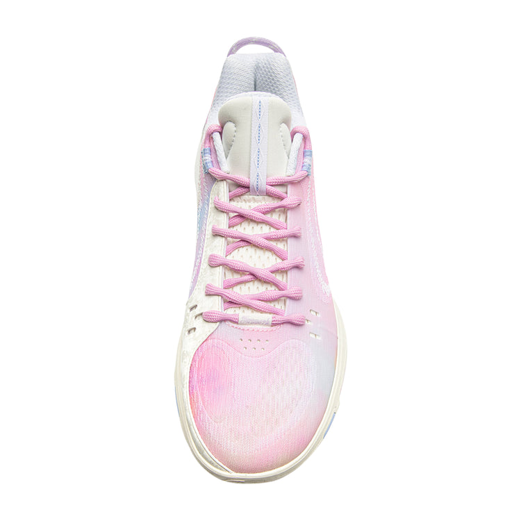 Scarpe da basket Li Ning Wade Shadow 7 "Dream" per uomo, con design bianco e rosa, vista laterale della scarpa.