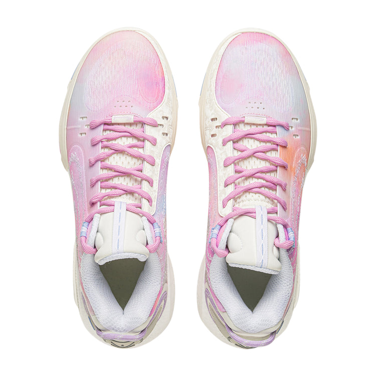 Scarpe da basket LI NING Wade Shadow 7 "Dream" per uomo, bianco e rosa, con design sportivo e dettagli moderni.