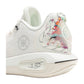 Scarpe da basket Li-Ning Wade Shadow 7 Fireworks, modello uomo, bianco con dettagli multicolore, vista frontale.
