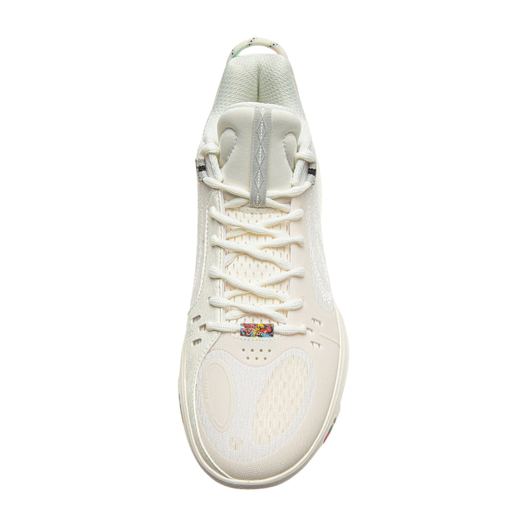 Scarpe da basket Li Ning Wade Shadow 7 Fireworks, modello uomo, design bianco con dettagli multicolore, suola antiscivolo.