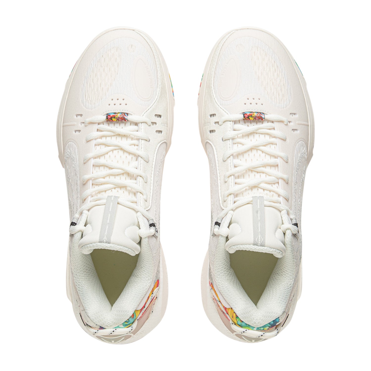 Scarpe da basket Li-Ning Wade Shadow 7 Fireworks per uomo, design bianco e multicolore, dettagli visibili sulla tomaia.