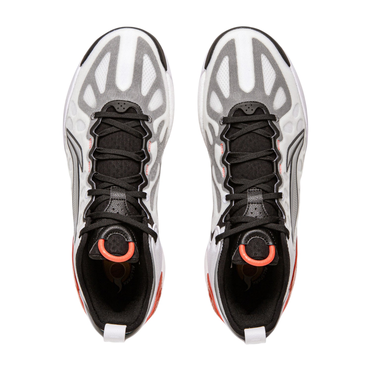 Scarpe da basket LI NING YUSHUAI 19 V2 Low, modello da uomo bianco rosso e nero, con suola antiscivolo e design sportivo.